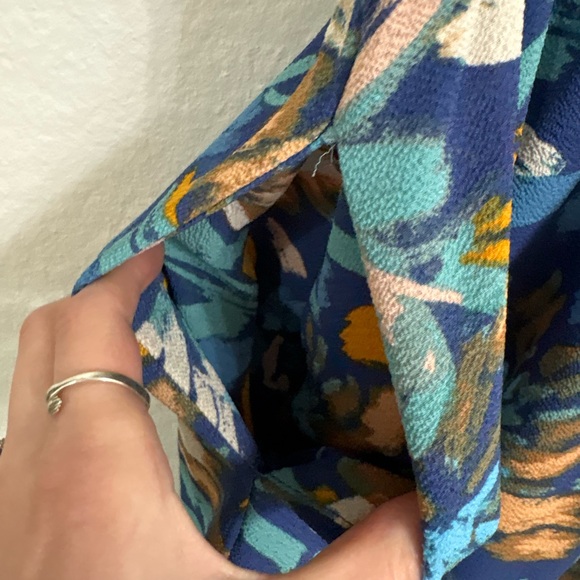 🩵Monteau Blue and Orange Floral Midi Dress🩵 - Picture 3 of 4